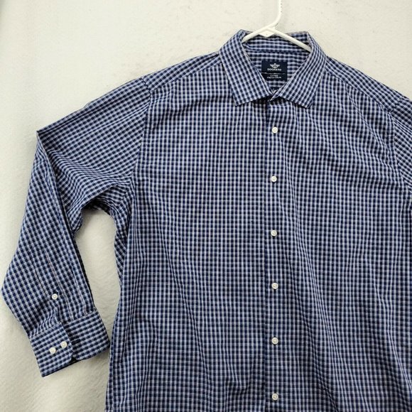 Dockers Shirt Men's Long Sleeve Casual Button Up Collared Plaid Blue Large - Picture 5 of 12